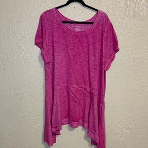 Lane Bryant Fuchsia Short-Sleeve Tunic Top